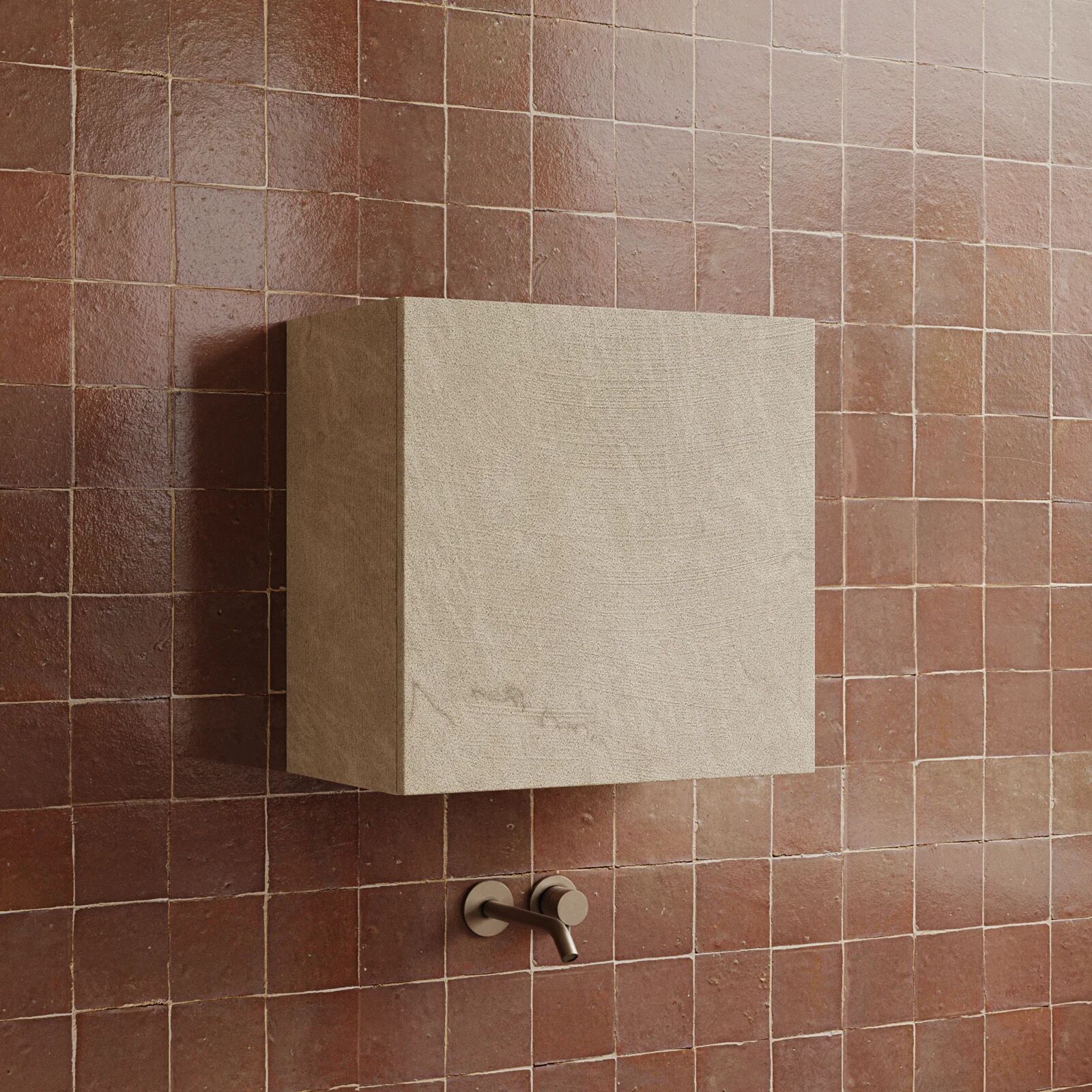 garneroarredamenti Pensile cubo sospeso bagno 55x50h cm1 anta reversibile tortora Sunset