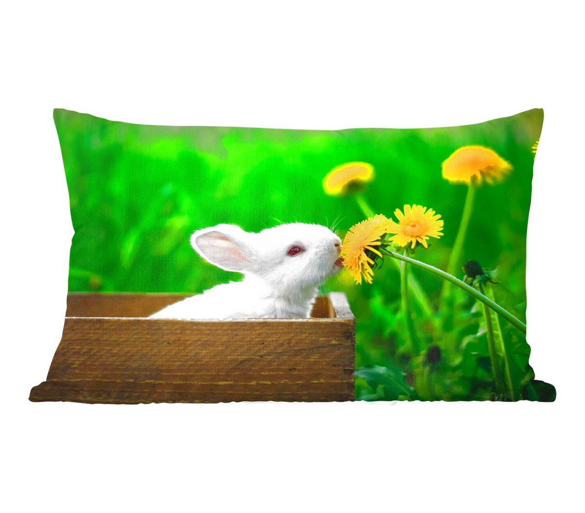PillowMonkey Sierkussen Konijn Paardenbloem Gras B/D: 60 x 40 cm