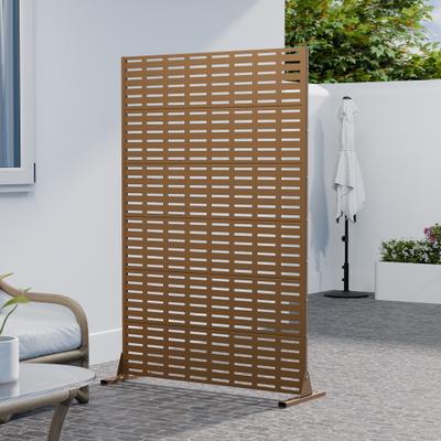 Lirago Metal Privacy Screen Freestanding Outdoor Divider Rust-Proof Galvanized Steel Decorative Fence Panel