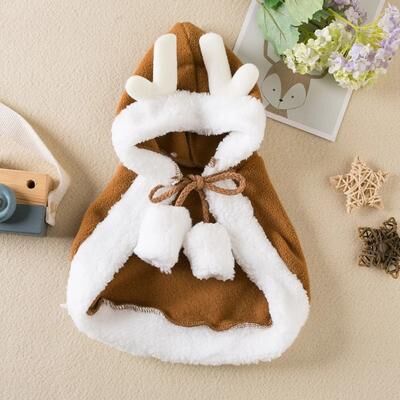 Uplifted Goods Cozy Christmas Hooded Pet Cloak For Winter Warmth reindeer l