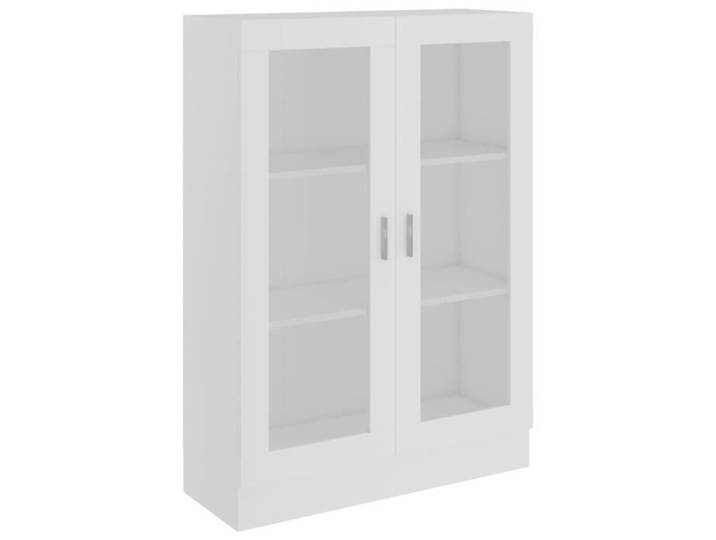 Armoire à vitrine - Aggloméré - Blanc - 2 portes - Design élégant et classique