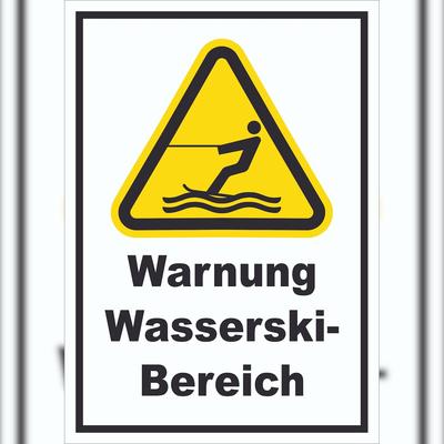 HB-Druck Schild Warnung Wasserski-Bereich A4 (210x297mm)