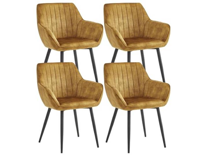 Colenis Esszimmerstühle Luna 4er Set, Küchenstühle Samtstuhl mit Rückenlehne, Sitzfläche aus Adoré Samt, Metallbeine, 120 kg belastbar, für Küche Wohnzimmer Esszimmer Schlafzimmer, Honigfarben, Luna