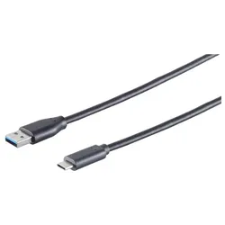 USB-A zu USB-C  Adapterkabel, 5 Gbt/s Datenübertragung und Stromversorgung, schwarz - Länge: 1,8m