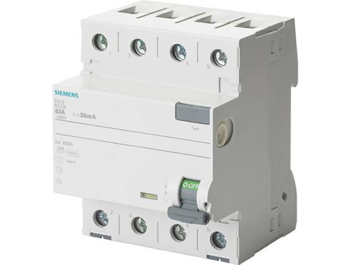 Siemens sentron Aardlekschakelaar type F 63 A 3 + neutraal 30 mA 400 V 4 modules