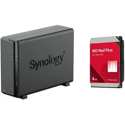 Synology DiskStation DS124 1 Einschub NAS-Server Leergehäuse + 1x WD Red SATA 3.5" HDD 4 TB Festplatte