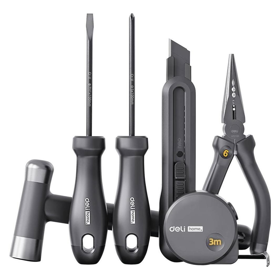 Deli Haushalts-Werkzeug-Set 6-teilig grau (6 Teile) (D895285)