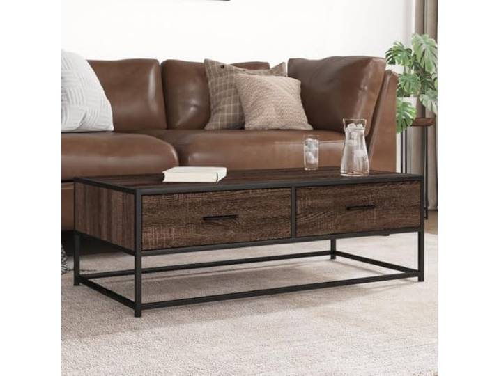 HEFZGDB Couchtisch Braun Eichen-Optik 100x50x35 cm Holzwerkstoff Metall Beistelltisch Wohnzimmer Industrie Design