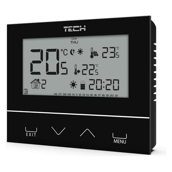 Tech Air ST-292V3 kabelgebundener Raumregler L-5 (3 mm Glas) schwarz (ST292V3BK)
