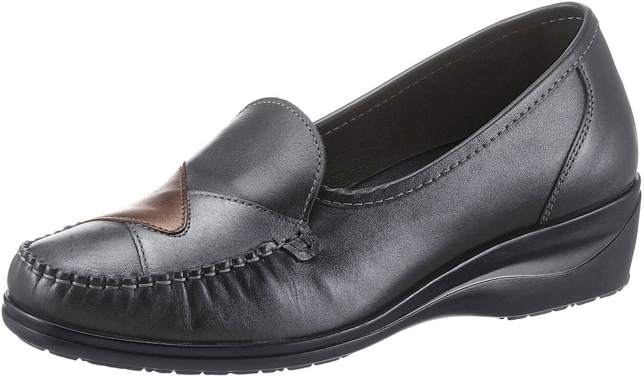 Mokassin CLASSIC, Damen, Gr. 42, schwarz, Glattleder, Basic, Schuhe Mokassin
