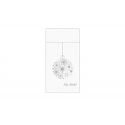 Schachtel mit 480 Känguru-Servietten 40 x 40, weiß, dekoriert mit Weihnachtskugeln (silberne Tinte)