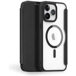 Force Case Klappetui für iPhone 15 Pro Max Klappschutz Magnetischer Kartenhalter (Apple iPhone 15 Pro Max), Smartphone Hülle, Schwarz, Transparent