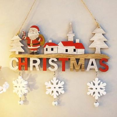 Uplift Treasures Wooden Santa Snowman Reindeer Christmas Door Hanging Sign a santa