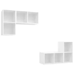 Helloshop26 - 4er-Set Wand-TV-Schränke modulare Aufbewahrung 37 x 37 x 72 cm Holzwerkstoff weiß