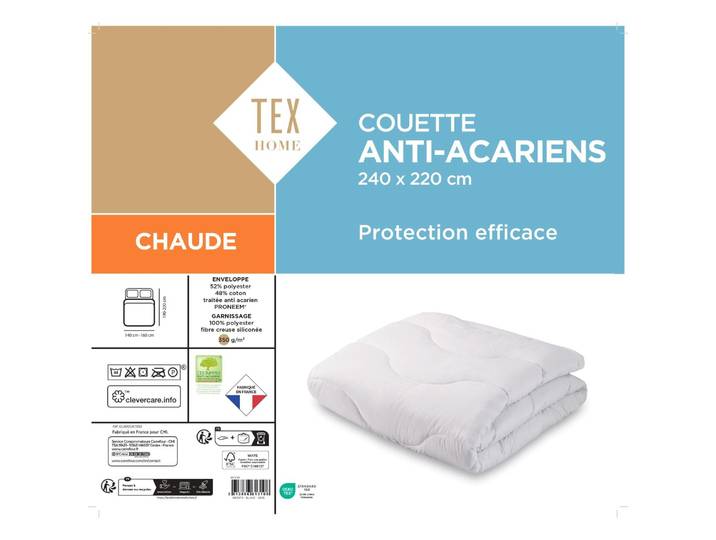 Couette Chaude Anti-acariens 240x220cm Proneem TEX HOME