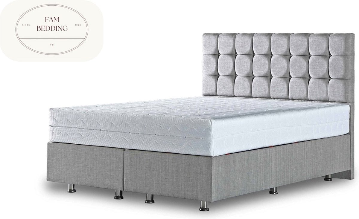 Fam Bedding Opberg Boxspring Avec 2-persoons Grijs B/D/H: 140 x 190 cm