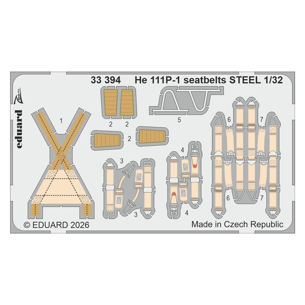 Eduard He 111P-1 seatbelts STEEL for Revell (33394)