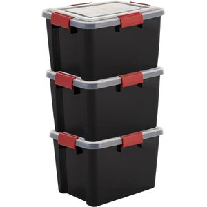 Iris Aufbewahrungsbox All-Weather AT-SD, 20Liter, Kunststoff, schwarz, A4, 39 x 29 x 26cm, 3 Stück