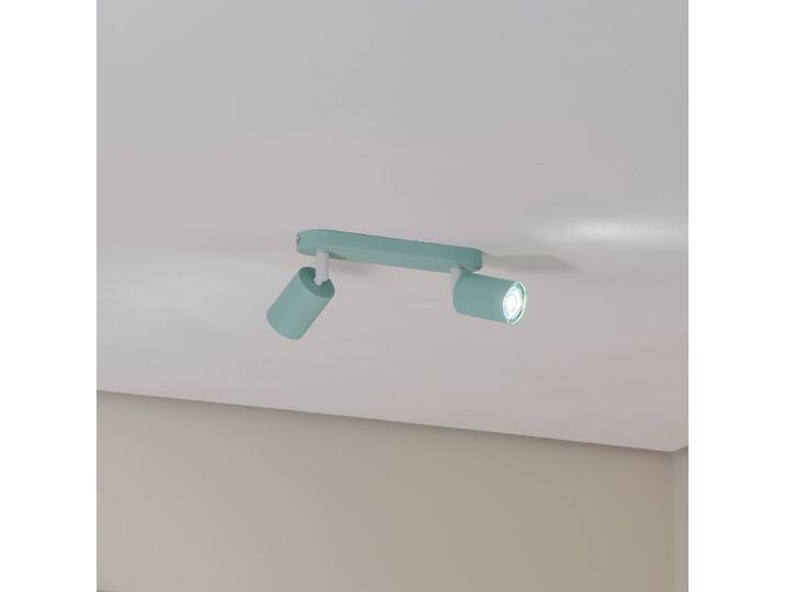 Deckenstrahler Livia, mintgrün, 35 cm, 2-flg., Metall, GU10 Livia TK Lighting, dimmbar, grün, für Kinderzimmer, Metall, Strahler