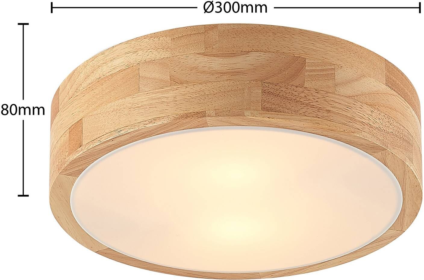 Deckenlampe Tanju Lindby, dimmbar, Holz hell, für Wohn- / Esszimmer, Holz, Landhaus / Rustikal, Deckenlampe