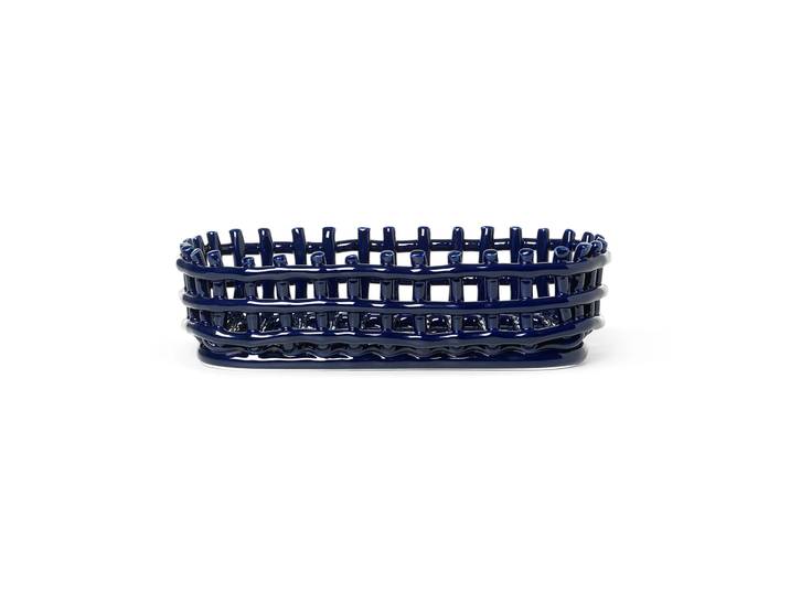 Ferm Living Panier oval tressé Ceramic 15x30 cm Bleu