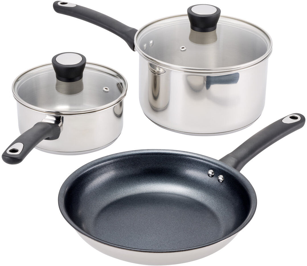 Judge Essential Cookware, 3 Piece Cookware Set, Non Stick Polished Steel 5