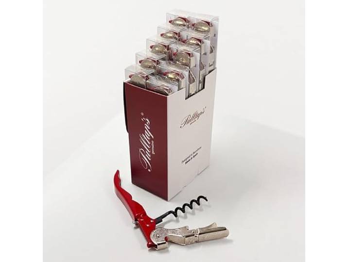 PULLTAP'S GENUINE 10 Stück Korkenzieher Slider 900 (rot) Profi-Kellner-Korkenzieher mit doppeltem Gelenkhebel, Folienschneider und Korkenzieher, hergestellt in Spanien