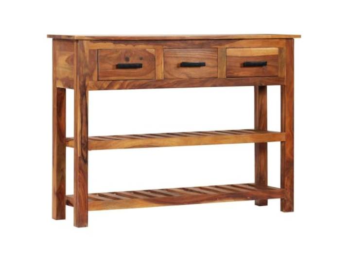 HEFZGDB Retro Sideboard mit Aufbewahrung aus Massivholz Akazie, Beistellschrank Massivholz Wohnzimmer mit 3 Schubladen und 2 Ablagen, Sideboard mit Schubladen und Ablagen für Stauraum
