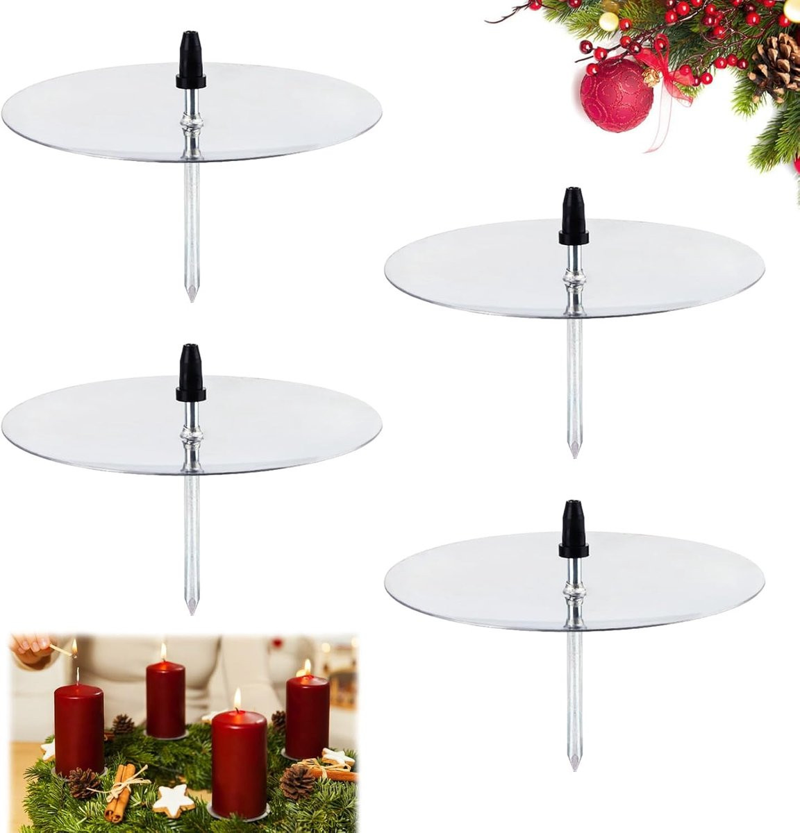 Metalen Kaarsenhouder voor Adventskrans en Kerstmis - 6 cm