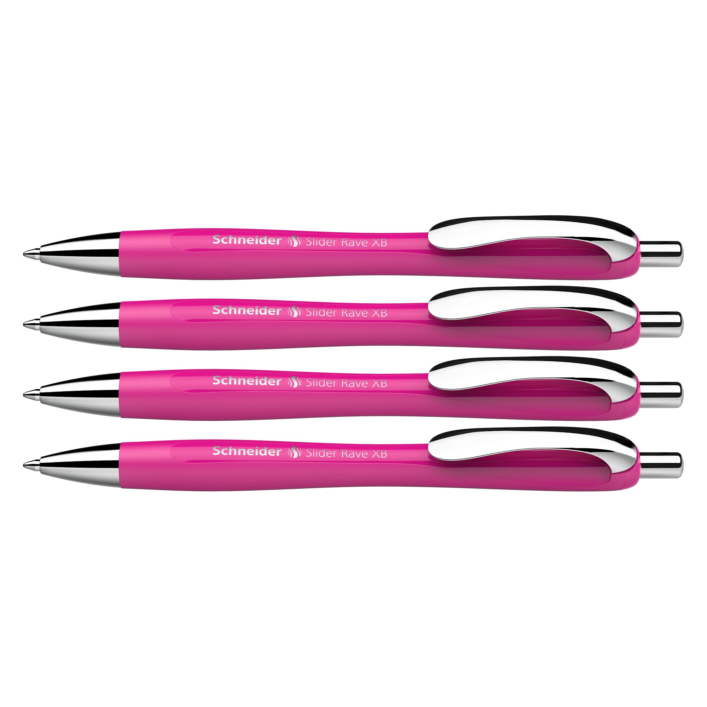 Schneider Kugelschreiber Slider Rave XB pink Schreibfarbe blau, 3 St. (4x) (132554)