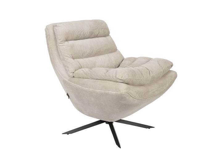 Fauteuil en tissu beige, pivotant, relax - Dutchbone, Vince - 81x