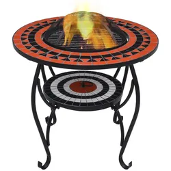 vidaXL Feuerschale Mosaik Terrakotta und Weiß 68 cm Keramik