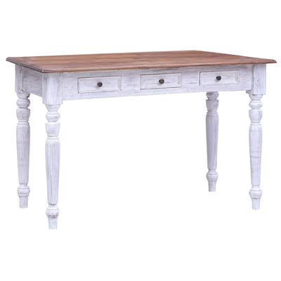 vidaXL Schreibtisch mit Schubladen Weiß 117x57x75 cm Altholz Massiv
