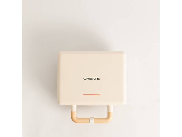 CREATE - Tosti-ijzer\, grill en wafelijzer met verwisselbare platen - Gebroken wit - Dubbel - STONE STUDIO