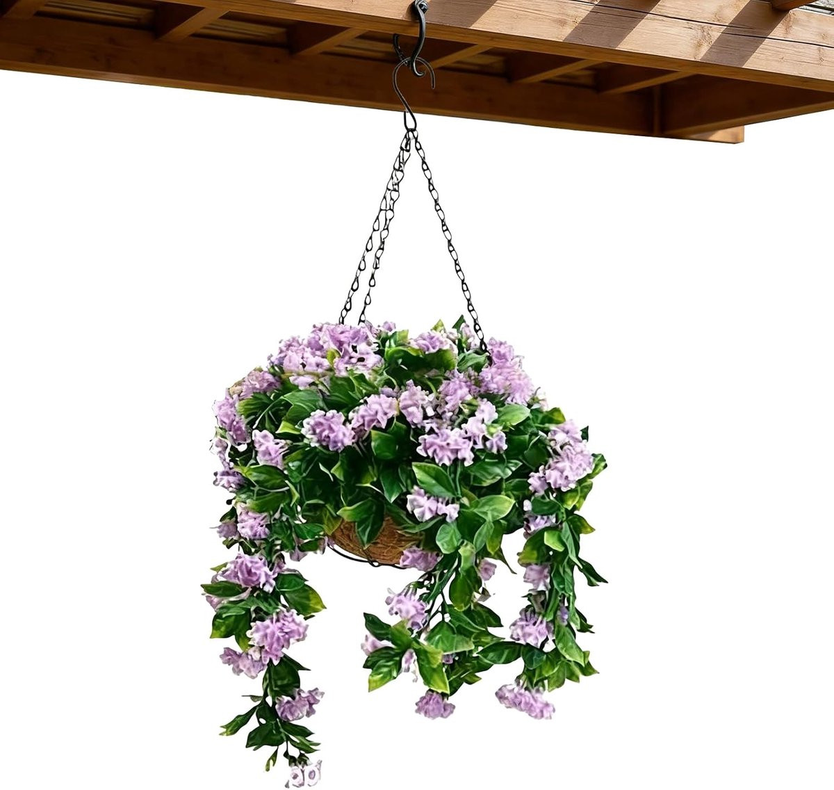 Kunstmatige hangmand met nep planten voor buiten decoratie, lila, 40 cm