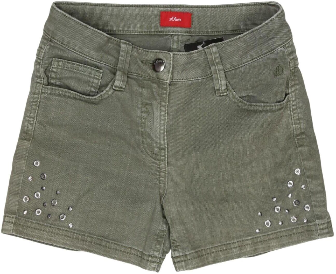 S. Oliver Mädchen Shorts, Grün, Gr. EU 152, Elasthan / Baumwolle - Second Hand