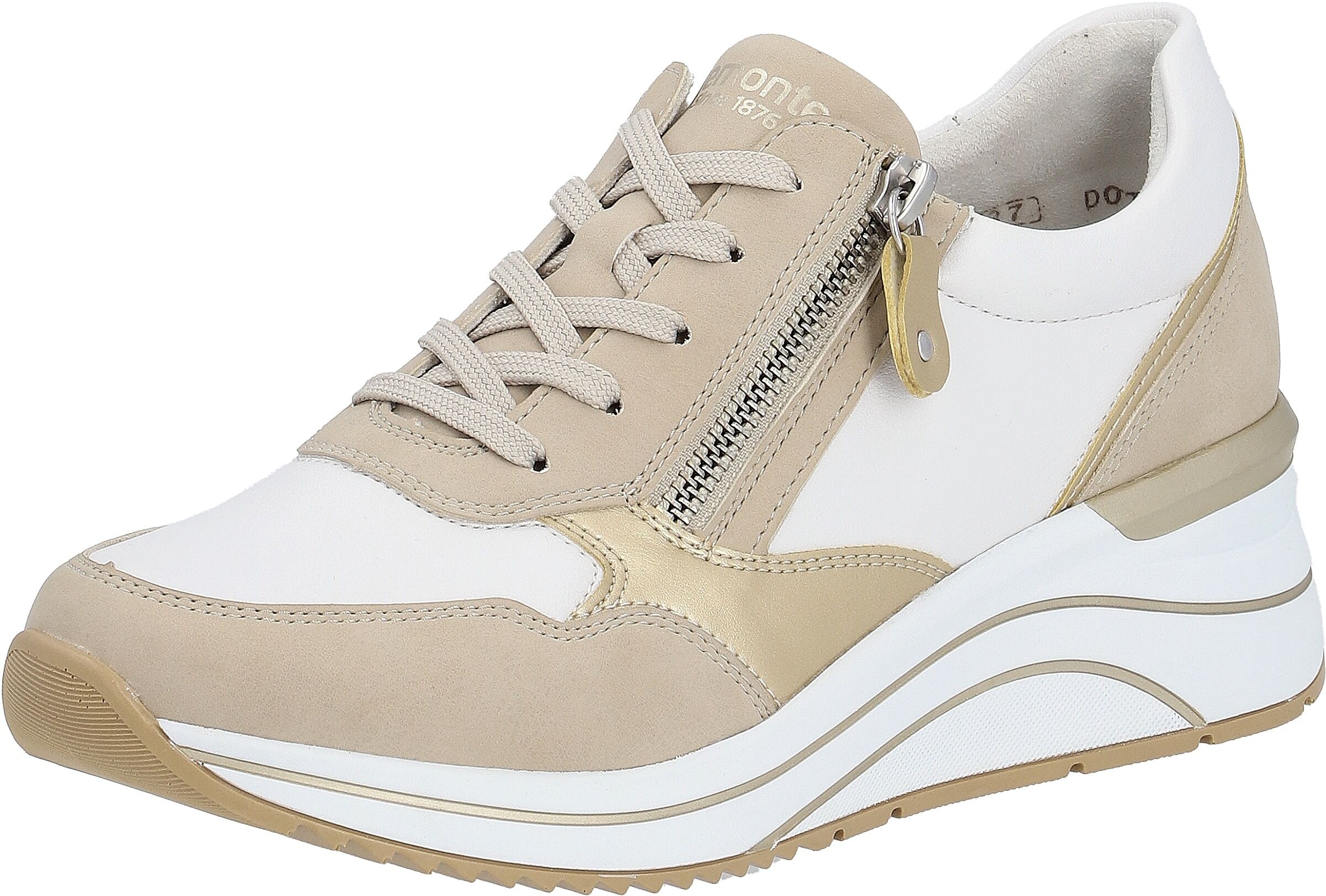 Keilsneaker REMONTE, Damen, Gr. 39, beige (beige, kombiniert), Lederimitat, Schuhe Keilsneaker, Freizeitschuh, Halbschuh, Schnürschuh, vegane Verarbeitung beige, kombiniert 39