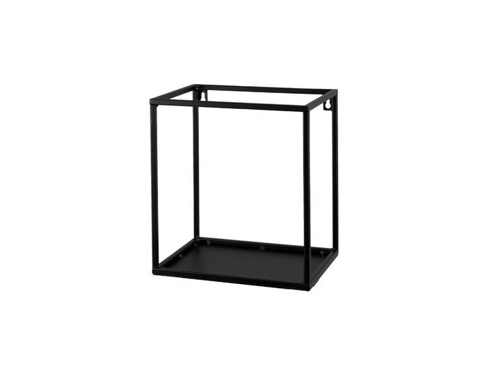 Wandregal, Schwarz, Metall, 19x25x27 cm, Handmade in Europe, hängend, Wohnzimmer, Regale, Wandregale