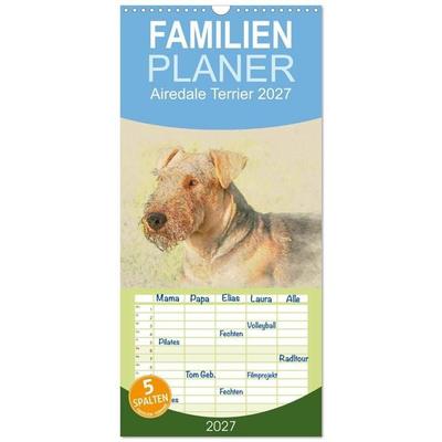 Familienplaner 2027 - Airedale Terrier 2027 mit 5 Spalten (Wandkalender, 21 x 45 cm) CALVENDO