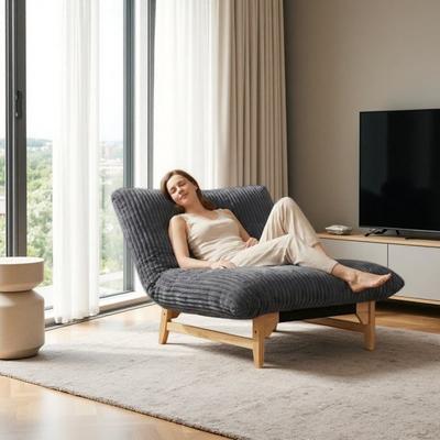 Oversized Corduroy Bean Bag Lounge Chair with Ergonomic Backrest & High-Density Foam Filling, Armless Floor Sofa