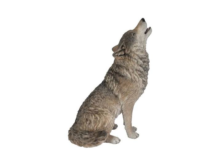 Tierfigur Vivid Arts Sitzender Wolf , grau, B:15cm H:30cm T:19cm, Polyresin, Dekofiguren, Tierfigur