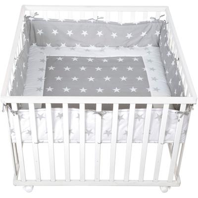 Laufgitter ROBA "Little Stars, 100x100 cm, weiß", Baby, weiß, Laufställe Laufgitter, mit Stoffeinlage und Nestchen; Rollen, höhenverstellbar