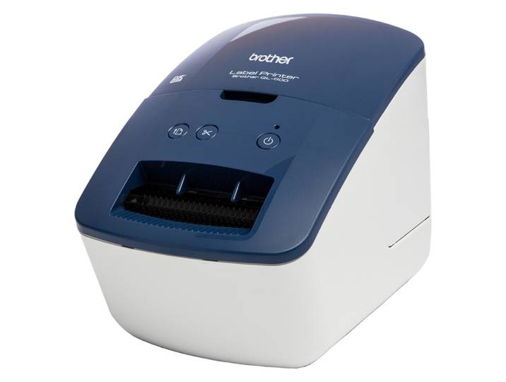 Brother QL-600B, DK, Thermique directe, 300 x 600 DPI, 71 mm/sec, Avec fil, Bleu, Blanc QL-600BXX1