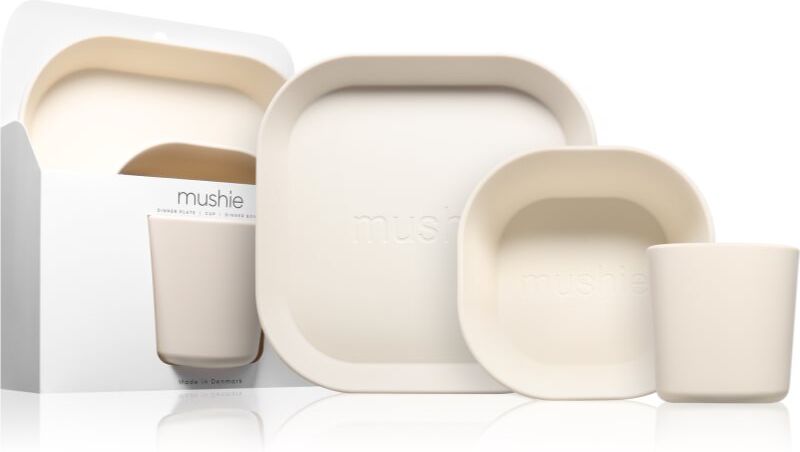 Mushie Dinnerware Set set de repas pour enfant 6m+ Ivory 3 pcs