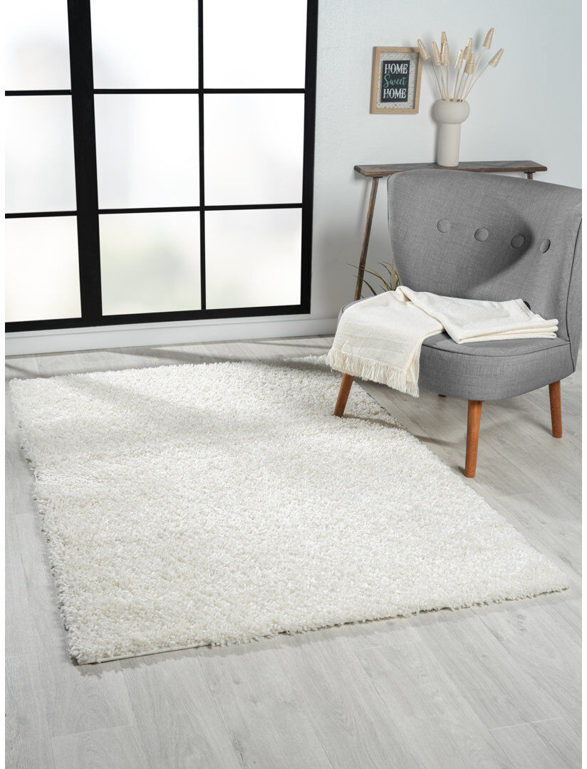 17 Stories Shaggy Lush cream Rug Cream Rectangle 120 x 180cm