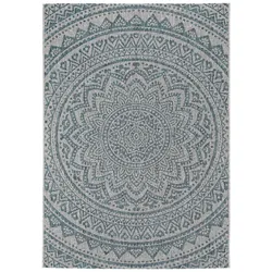 benuta Nest In- & Outdoor-Teppich Cleo Beige/Blau 80x150 cm - Teppich für Balkon, Terrasse & Garten