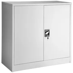 tectake Aktenschrank, abschließbar, 3 Fächer, höhenverstellbare Böden, pulverbeschichteter Stahl, 90x40x90 cm, grau