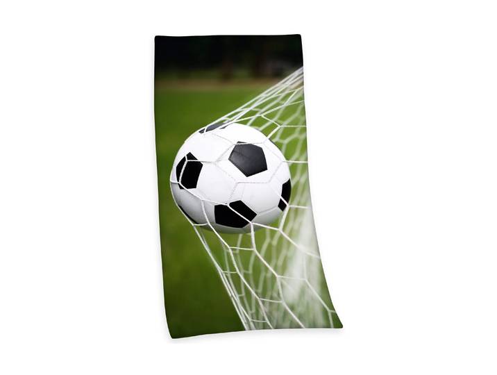 Duschtuch HERDING Fussball , grün (grün, schwarz, weiß), B:75cm L:150cm, Frottee, Obermaterial: 100% Baumwolle, Handtücher, Duschtuch