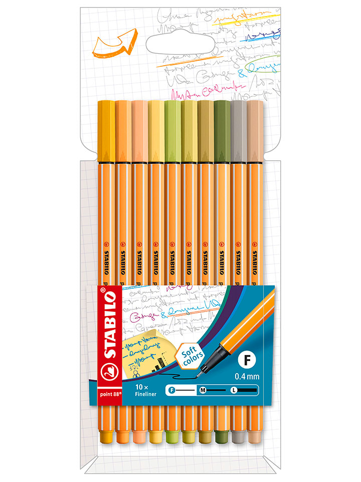 Fineliner-Stifte "STABILO point 88" - 10er Pack - Sofftcolors - onesize