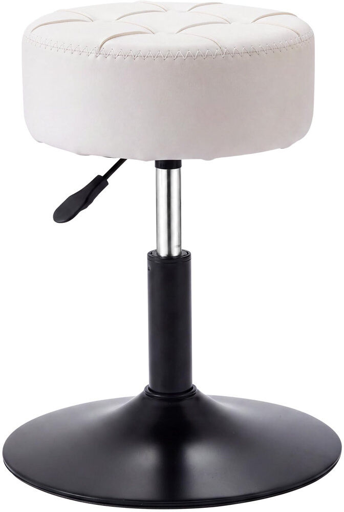 Rebrilliant Metal Accent Stool PU leather/White 52cm H X 30cm W X 30cm D